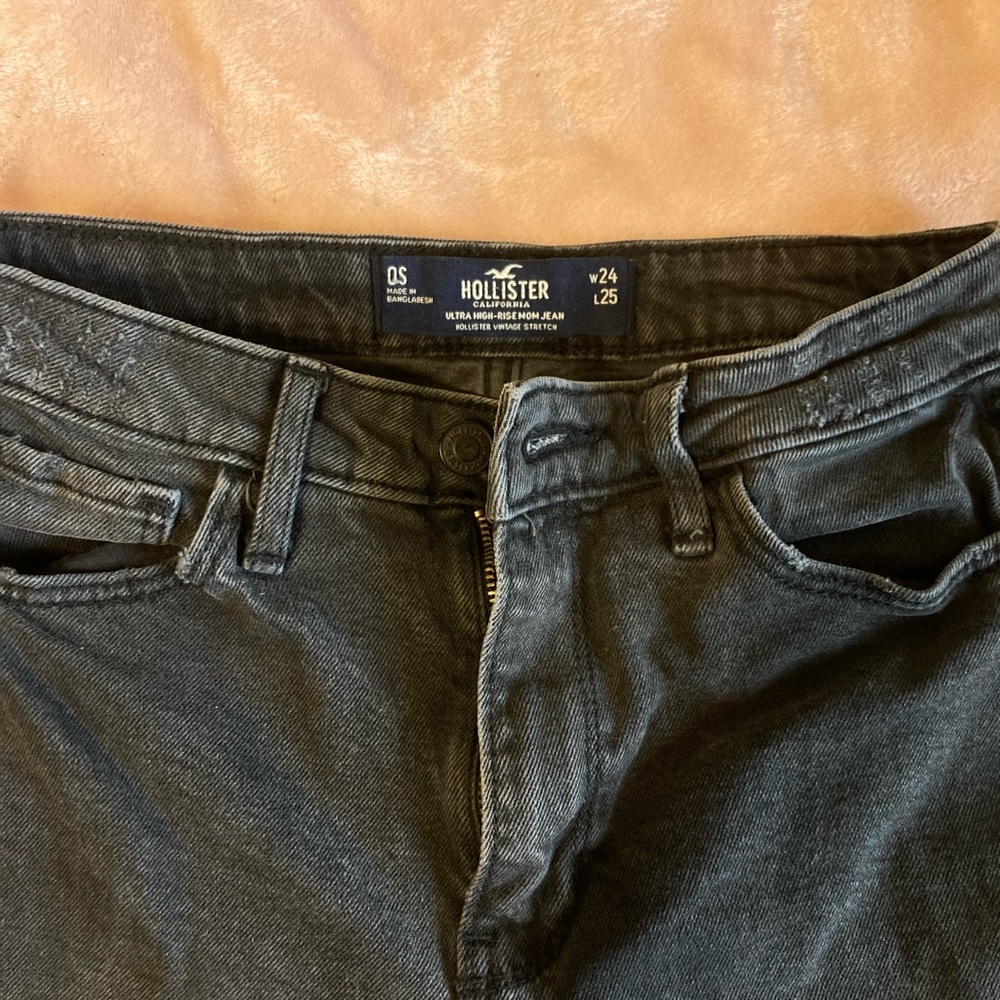 Ultra high-rise faded black mom jeans